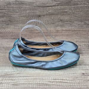 Tieks by Gavrieli Women's Size 9 Silver Leather Ballet Flats READ DESCRIPTION